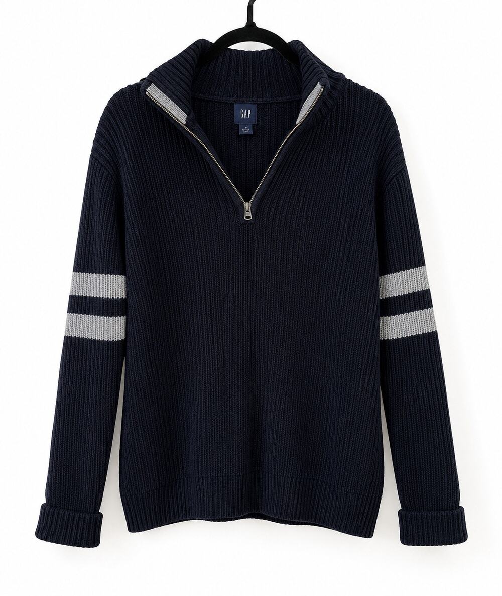 Vintage Gap ribbed cotton knit quarter zip pullover sweater men’s large
